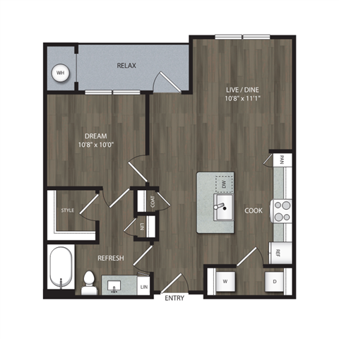 a floor plan of a 1 bedroom floor plan
